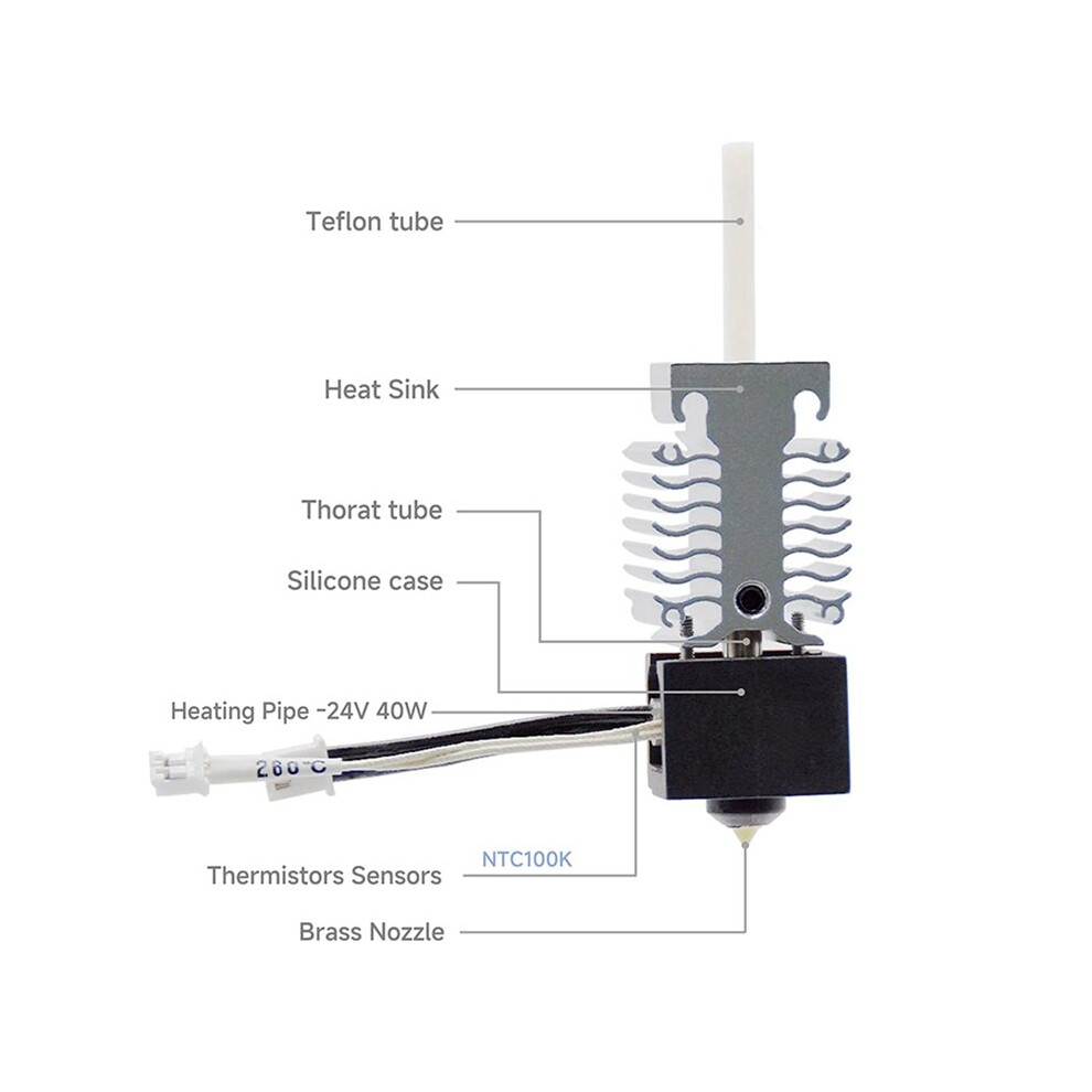 5X For 3 V3 Se Hotend Kit 260 High Temperature Hotend Replacement 0.4Mm Nozzle For 3 V3 Se 4713427159119