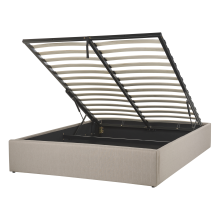 Ottoman Bed without Headboard DINAN Fabric Light Brown 140 x 200 cm (EU Double)