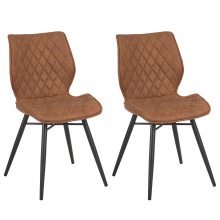 Set of 2 Dining Chairs LISLE Fabric Golden Brown
