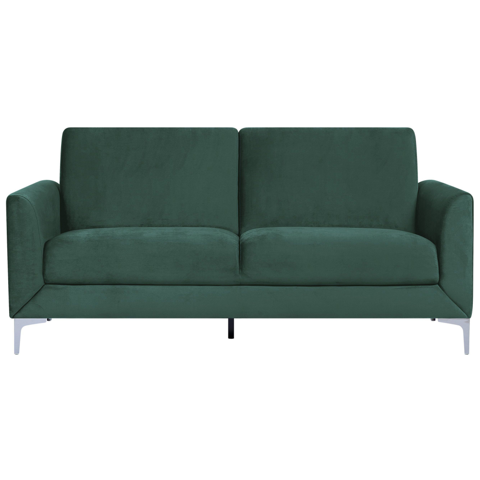 Beliani Sofa 3 Seater Fenes Velvet Dark Green