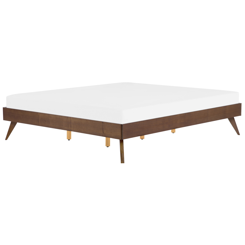 Beliani Bed Without Headboard Berric 180 X 200 Cm (Eu Super King) Dark Ash Wood