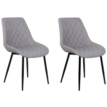 Set of 2 Dining Chairs MARIBEL Faux Leather Light Grey