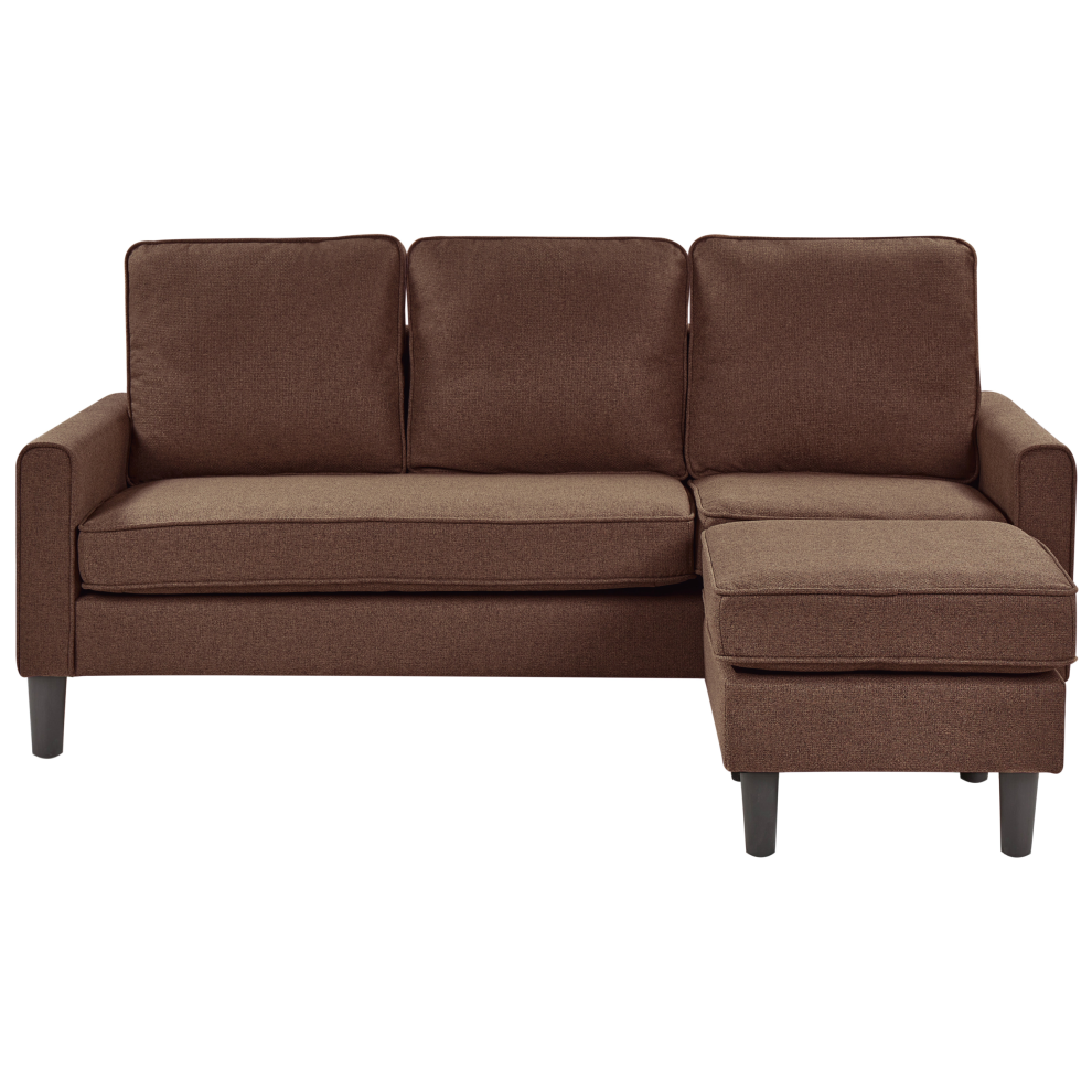 Beliani Sofa 3 Seater Avesta Fabric Brown With Ottoman