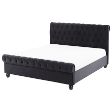 Bed Velvet AVALLON 140 x 200 cm (EU Double) Black
