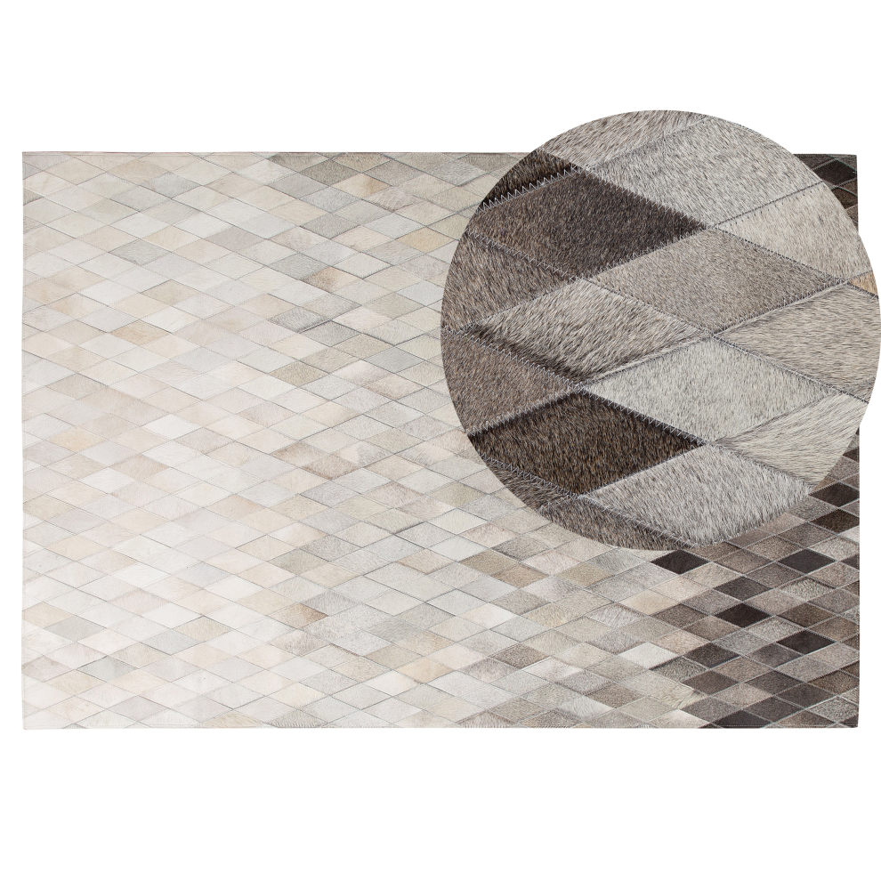 Beliani Rug Maldan Beige 140 X 200 Cm Leather