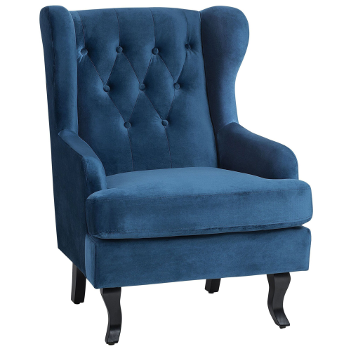 Beliani Wingback Chair ALTA Velvet Dark Blue