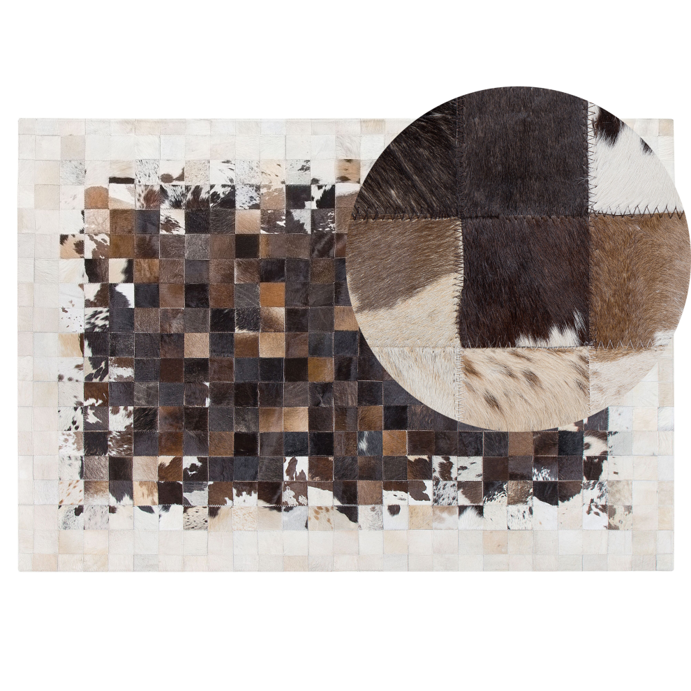 Beliani Rug Okculu Brown 140 X 200 Cm Leather