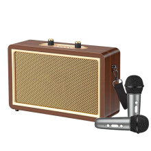 Przenośny, Retro, Drewniany Głośnik z Mikrofonem, Zewnętrzne Głośniki Karaoke, Zabytkowy, Bezprzewodowy System Dźwiękowy Stereo