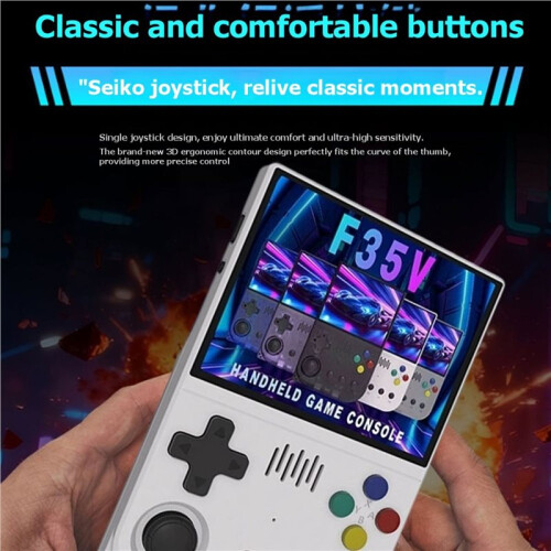 F35V 3.5Inch Retro Game Console Open Source Linux System 64G Support 30+ Emulators PSP Game Console Retro Arcade White 2