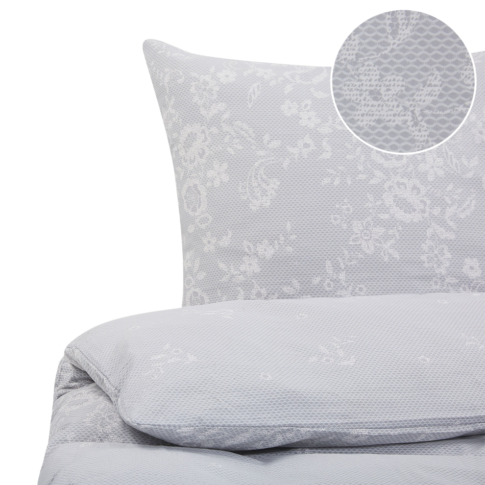 Beliani Duvet Cover Set Morningside Sateen Cotton 135 X 200 Cm Grey