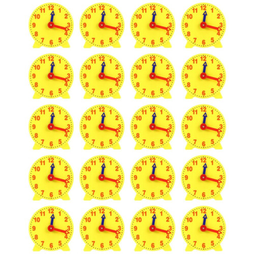 20pcs 4 Inch Student Learning Clock  Model Teacher Gear Clock 12/24 Hour School Learning Tools