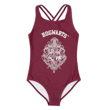 (10-11 Years, Burgundy) Harry Potter Girls Hogwarts One Piece Swimsuit