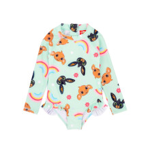 (4-5 Years, Green/Black/Brown) Bing Bunny Girls Sula Frill One Piece Swimsuit