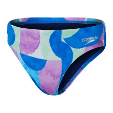 (13 Years, Blue/Pink) Speedo Girls Abstract All-Over Print Swim Briefs