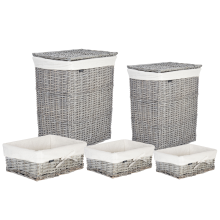 Set of 5 Baskets ELLA Willow Wood Grey 50/86 L