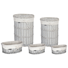 Set of 5 Baskets VAKARI Willow Wood White 55/89 L