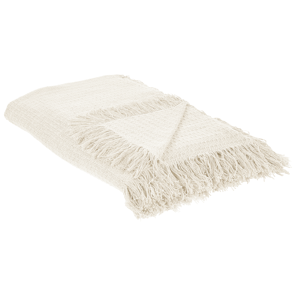 Beliani Bedspread Yerbent Cotton 220 X 240 Cm Off-White