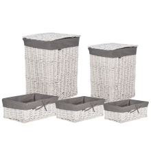Set of 5 Baskets ELLA Willow Wood White 50/86 L