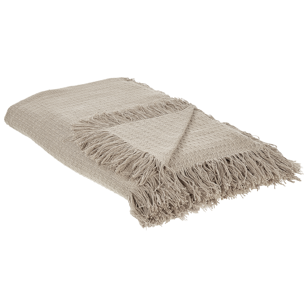 Beliani Bedspread Yerbent Cotton 200 X 220 Cm Taupe