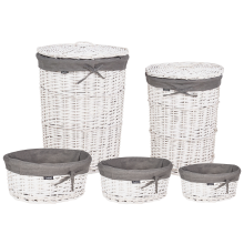 Set of 5 Baskets VAKARI Willow Wood Grey 55/89 L
