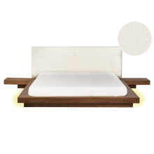 Bed with LED Boucle ZEN 160 x 200 cm (EU King Size) LED Brown Ash Wood