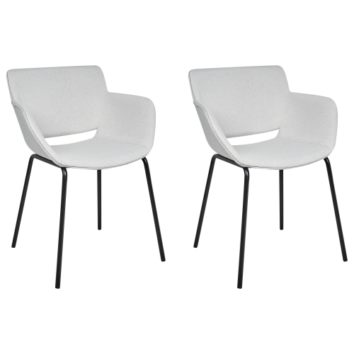 Beliani Set of 2 Dining Chairs AXTEL Fabric Light Grey