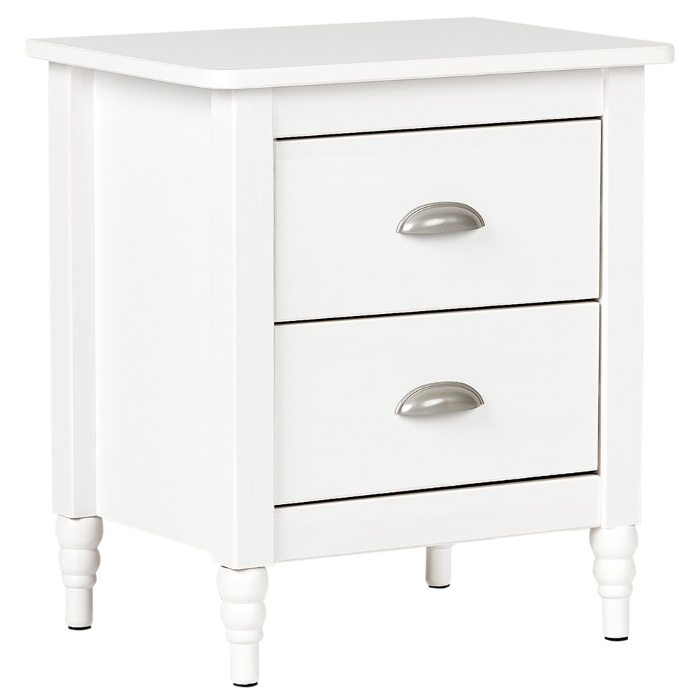Beliani 2 Drawer Bedside Table Shillington Pine Wood White