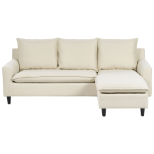 Corner Sofa 3 Seater ELVENES Fabric Light Beige Left Hand