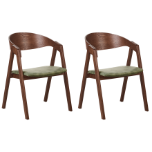 Set of 2 Dining Chairs YUBA Wood Dark Green