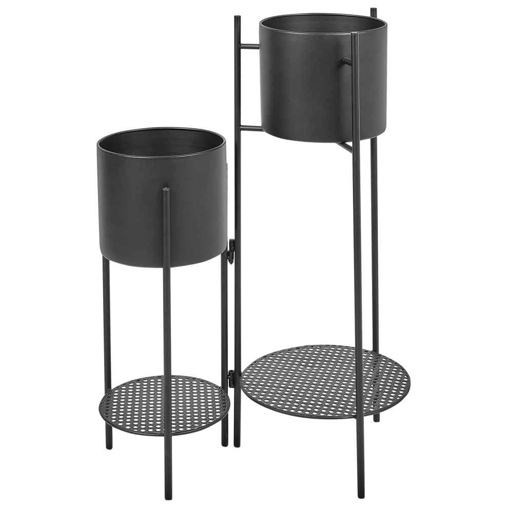 Beliani Plant Stand Ulmus Metal 58 Cm Black