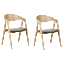 Set of 2 Dining Chairs YUBA Wood Dark Green