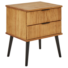 2 Drawer Bedside Table TIMMINS Pine Wood Brown