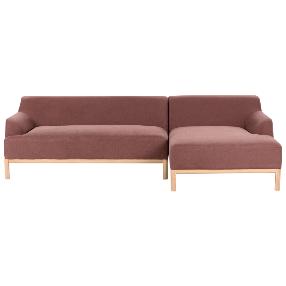 Beliani Corner Sofa 3 Seater Sosjo Fabric Burgundy Left Hand