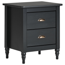 2 Drawer Bedside Table SHILLINGTON Pine Wood Black