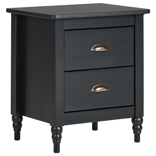 Beliani 2 Drawer Bedside Table SHILLINGTON Pine Wood Black