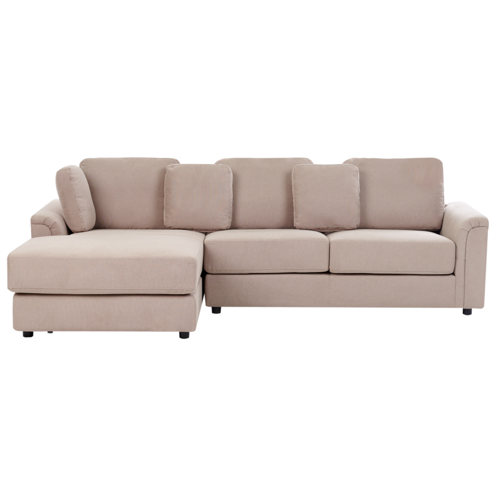Beliani Corner Sofa 4 Seater Kohlo Fabric Taupe Right Hand