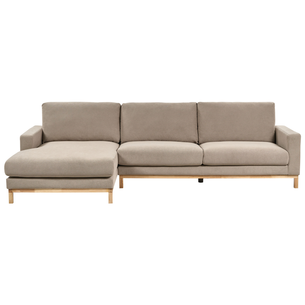 Beliani Corner Sofa 4 Seater Siggard Fabric Taupe Right Hand