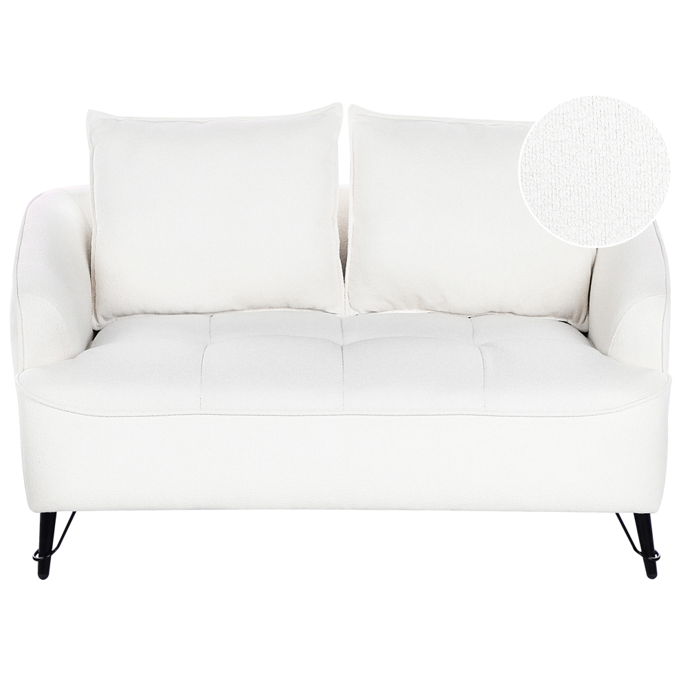 Beliani Sofa 2 Seater Hobro Boucle White