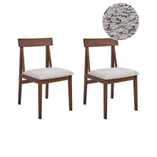 Set of 2 Dining Chairs ISLE Wood Brown/ Grey