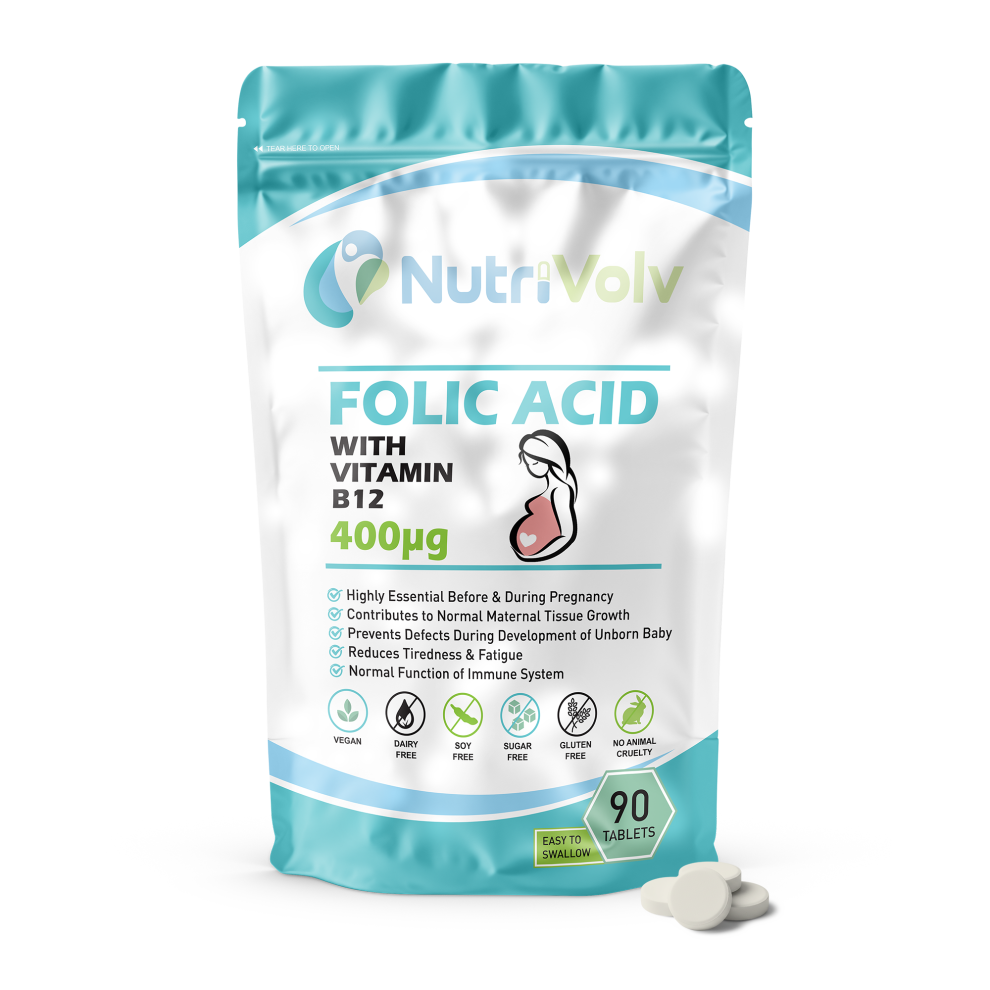 Nutrivolv Folic Acid With Vitamin B12, 90 Tablets