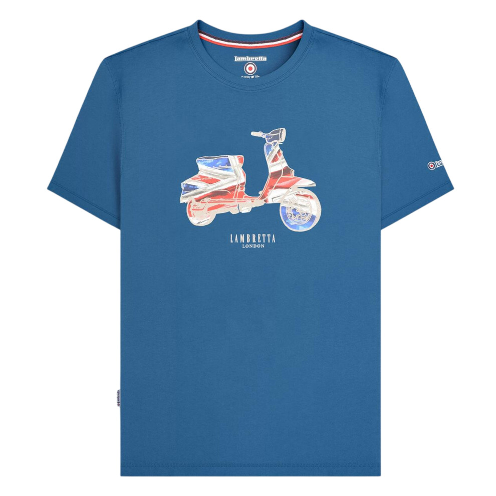 Lambretta (L, Blue) Mens Flag Regular T-Shirt