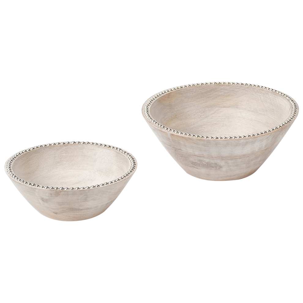 Beliani Set Of 2 Bowls Luxor Mango Wood Light Brown