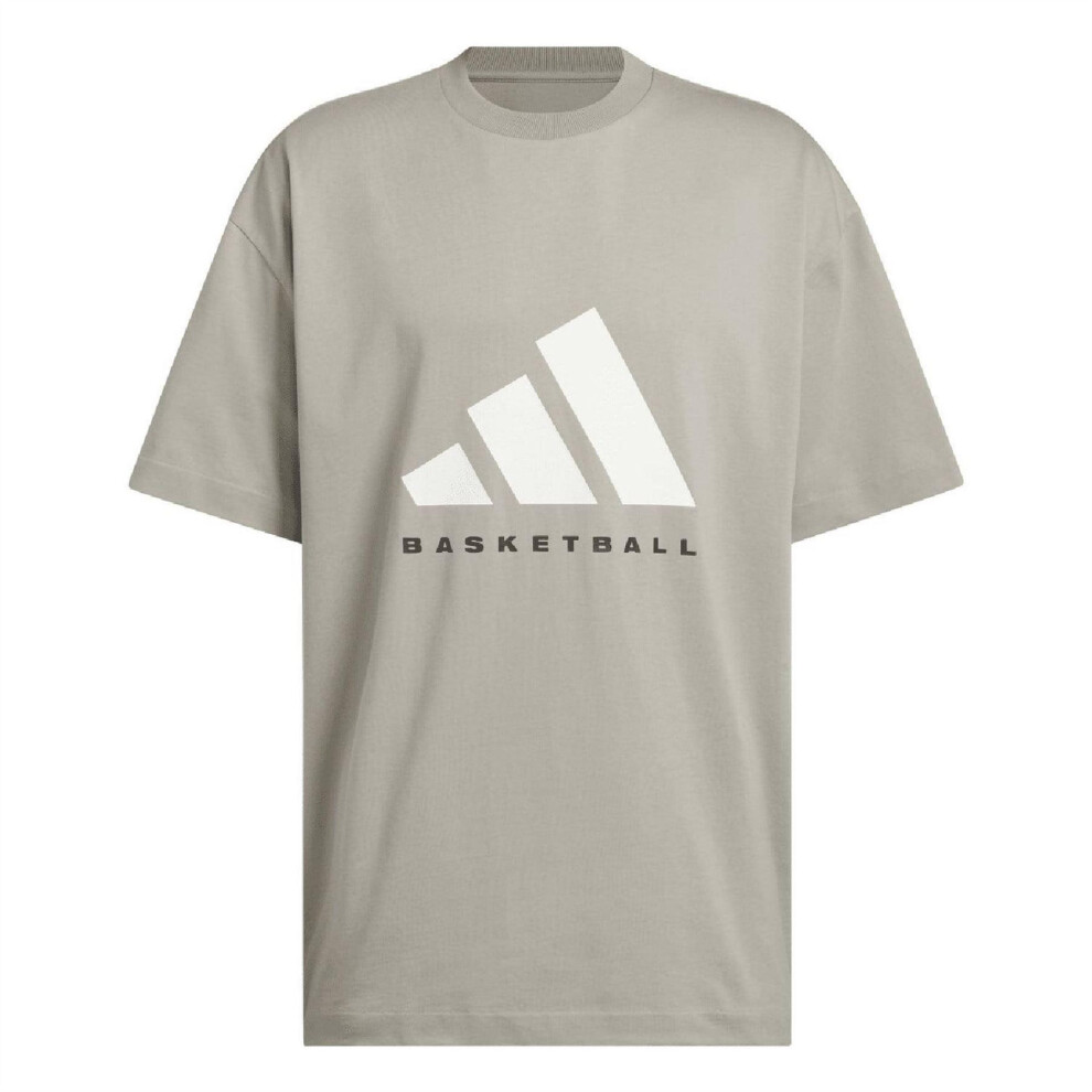 Adidas (M, Beige) Unisex Adult Basketball T-Shirt