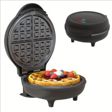 (Black) Waffle Maker Electric Belgian Waffle Iron Machine 4 Waffles at Once Cool Touch Handles Automatic Temperature Control
