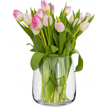 Vase en verre pour fleurs fait à la main 23x19 cm Décoration transparente — pot à fleurs, vase salon, déco maison verre