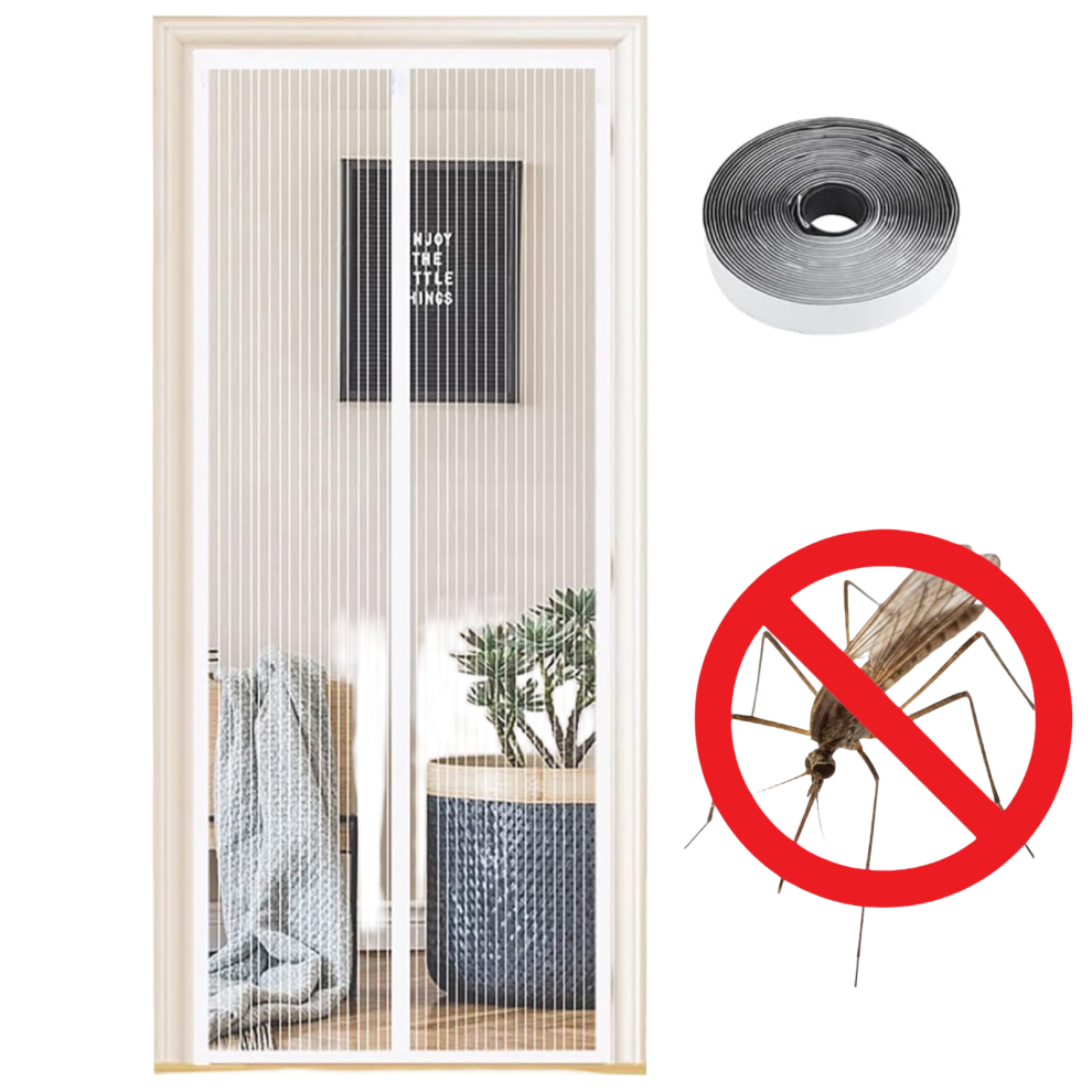 Magnetic Mosquito Screen For Balcony Doors, No Drilling Required 120X220 Cm White Â Magnetic Door Mosquito Net, Mosquito Net For Balcony Doors 5902362859966