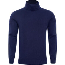 Dancinova Jersey de cuello alto para hombre de punto suave y cálido azul marino M — suéter slim fit