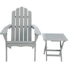 Ensemble de meubles de jardin Fauteuil et table d’appoint en bois Meubles de jardin gris — fauteuil adirondack