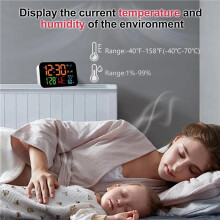 2X Tuya WiFi Orologio Calendario Termometro Igrometro Intelligente con Display LED Digitale Supporto WIFI Auto-Calibrazione