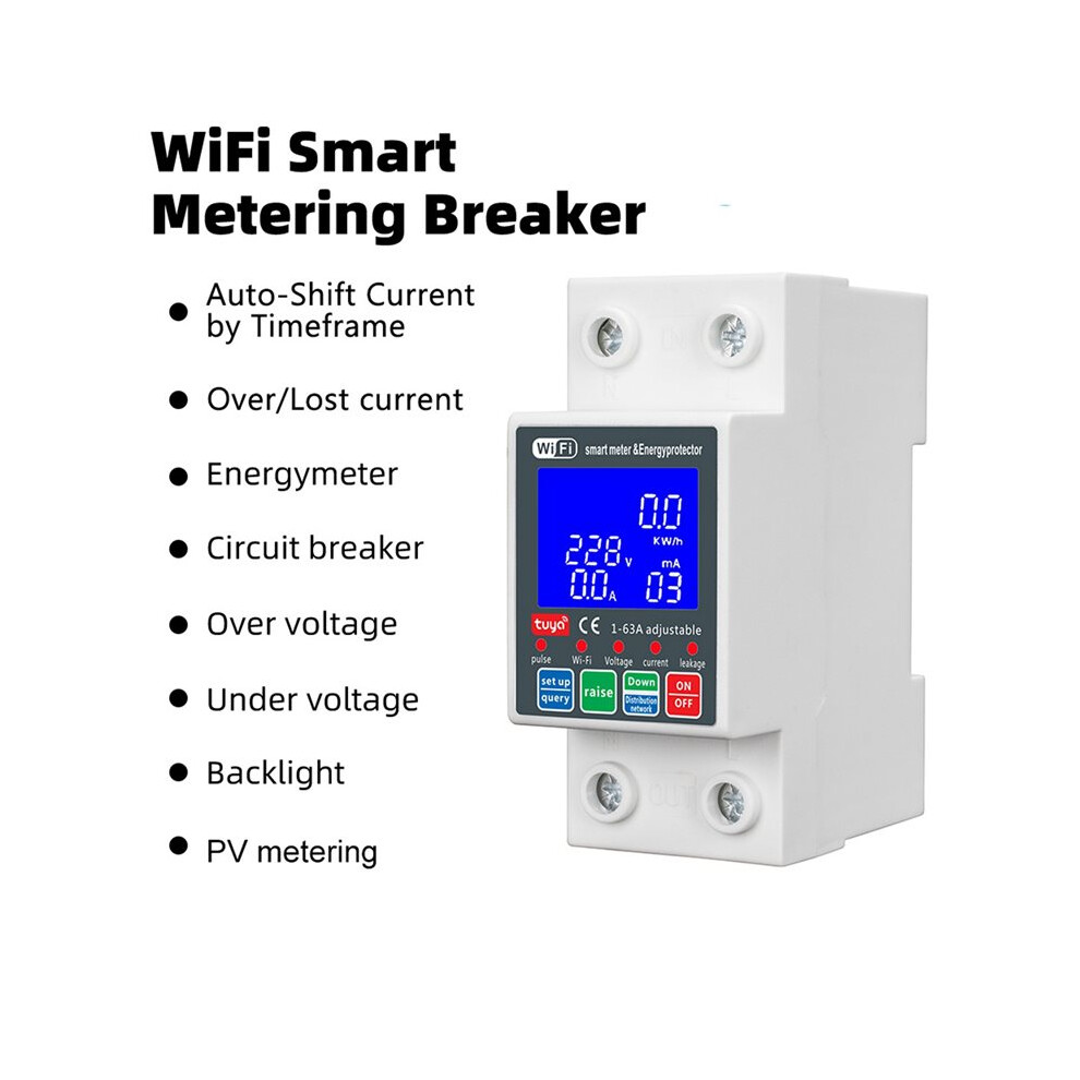 4X New Wtdzw-63A/N Pv Circuit Breaker Tuya 220V Voltage Current Leakage Protection Mcb Automatic 63A Wifi 6033082165996